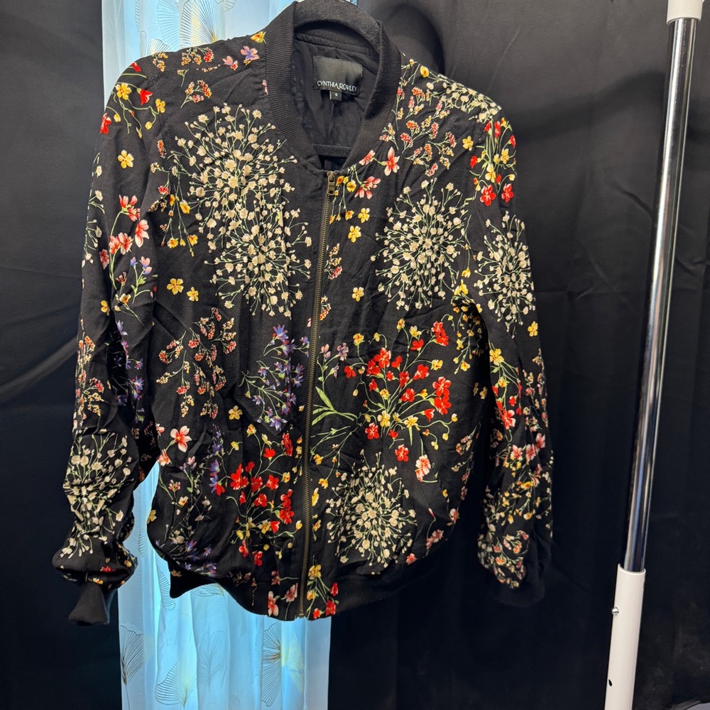 Cynthia Rowley Multicolor Floral Bomber Jacket